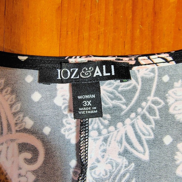 JOZ‎ & ALI Black Pink Paisley Floral Print Twist Neck 3X Top Plus Size - Picture 6 of 8